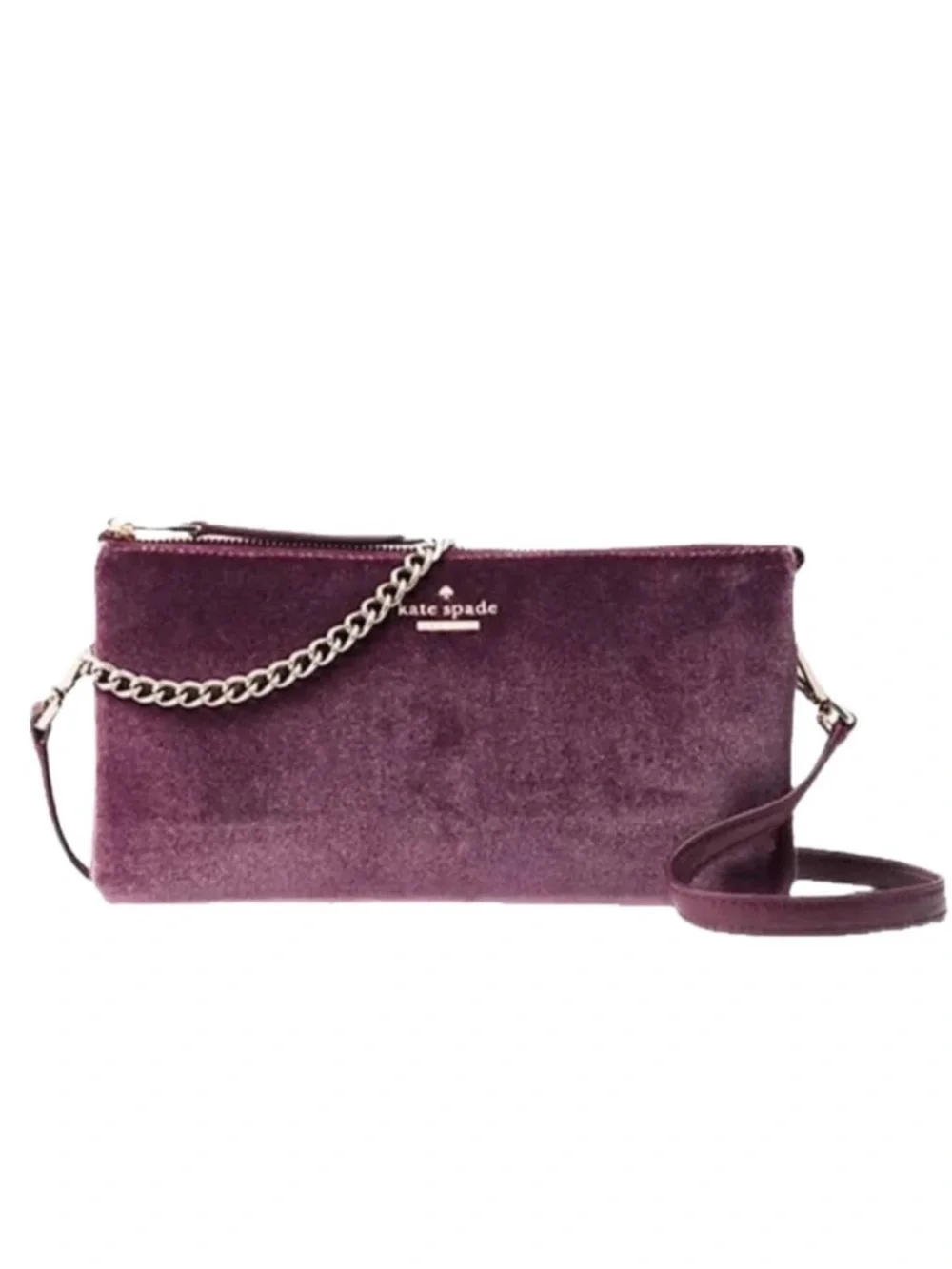 Kate Spade Tillie Velvet Plum Chain Crossbody Shoulder Bag Two way